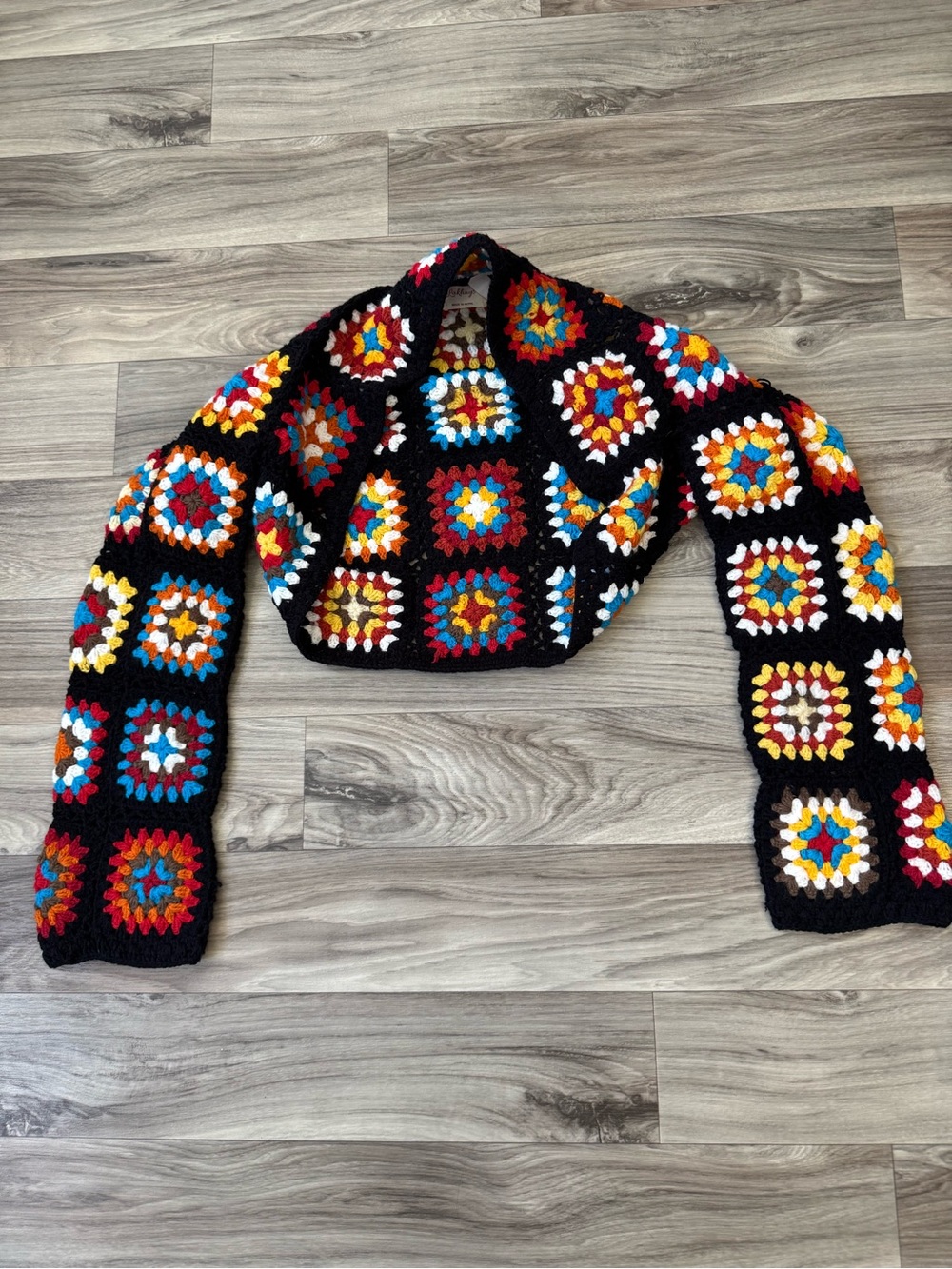 Crochet Granny Square Shrug Bolero Cardigan Multi Color One Size